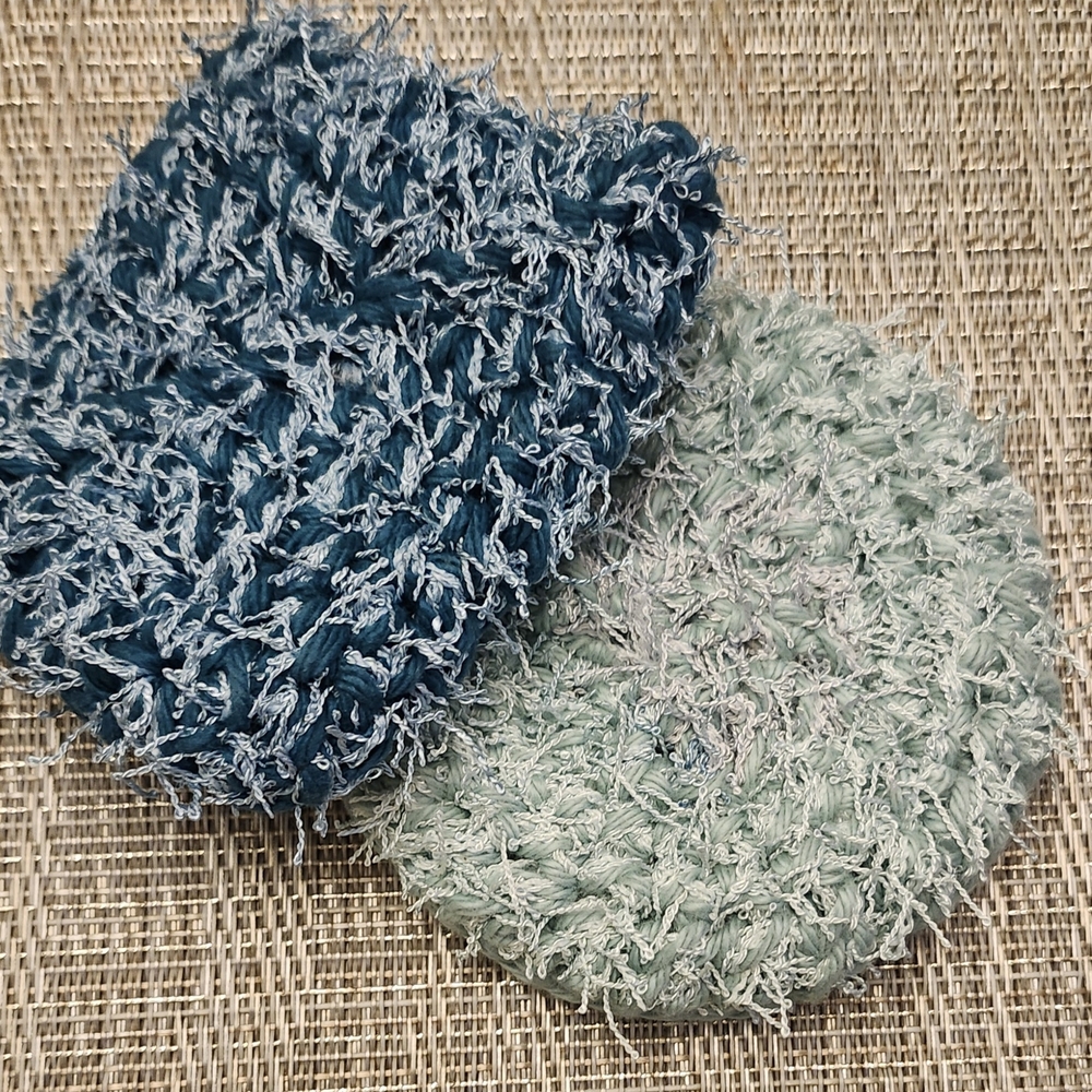 Hand Crafted Blue and Green Textured Kitchen Scrubby Set